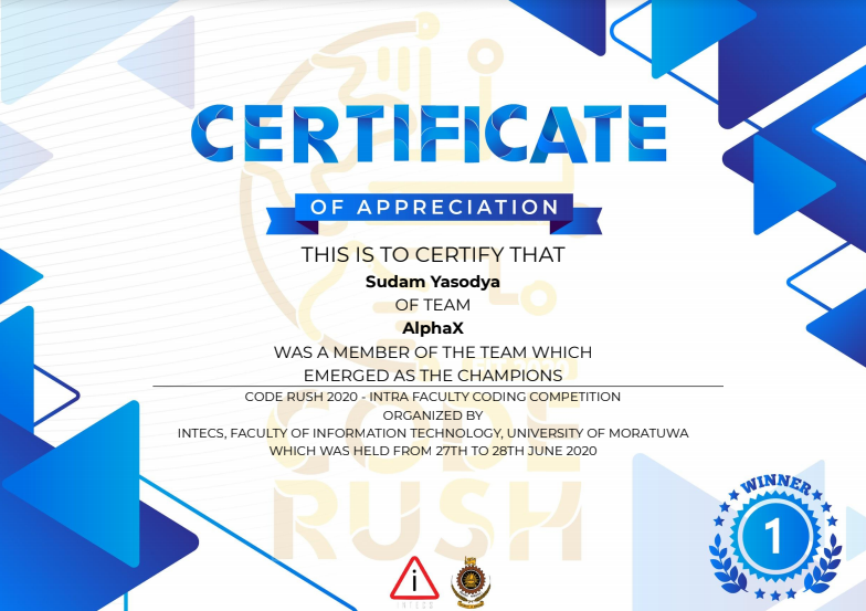 CoreRush Certificate