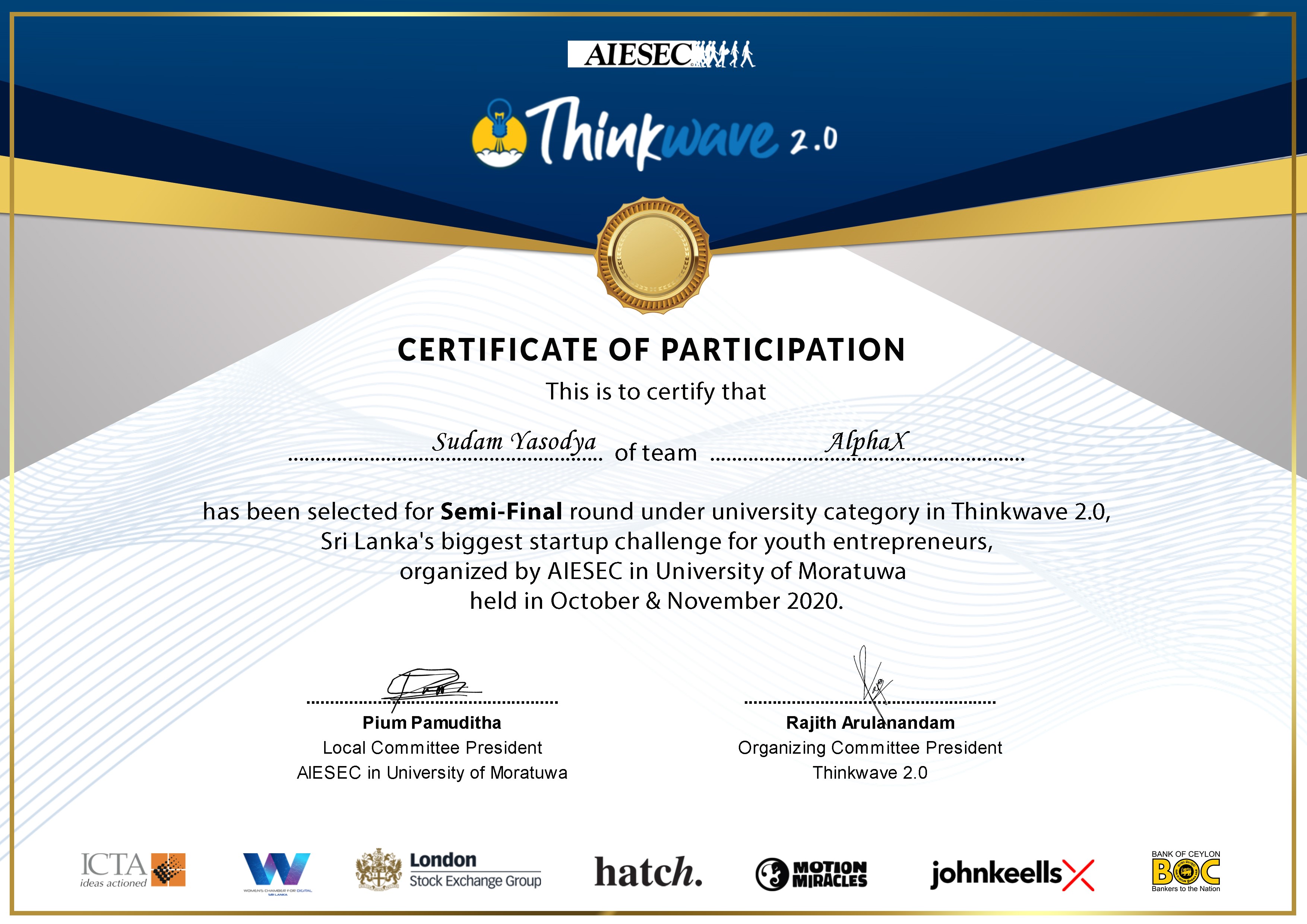 Thinkwave Certificate