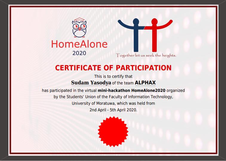 HomeAlone Certificate